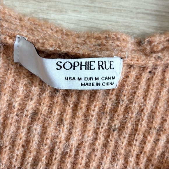 Sophie Rue Orange V Neck Ribbed Knit Sweater - Picture 2 of 4